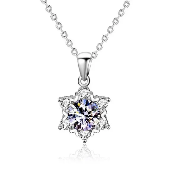Certified 1ct. t.w. Diamond Moissanite Snowflake Necklace NEW C - Picture 5 of 8